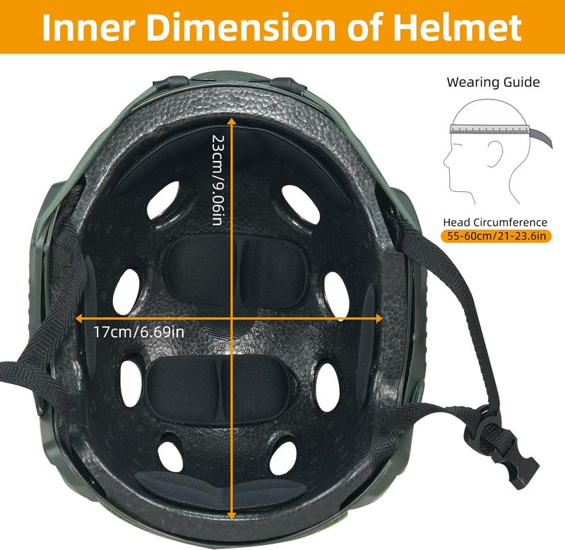 BOYOU Airsoft Helmet, PJ Type Tactical Paintball Fast Military Helmet with Front NVG Mount and Side Rail Breathable Vent Holes for Cosplay Outdoor Activities - Image 2